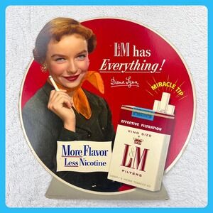 1950s L&M Cigarettes Vintage Advertising Sign 20" Cardboard Display • Diana Lynn